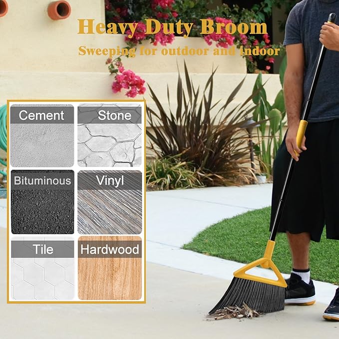 Heavy Duty Broom Outdoor and Indoor, 3 Pack Upgraded Commercial Angle Brooms - Image 7