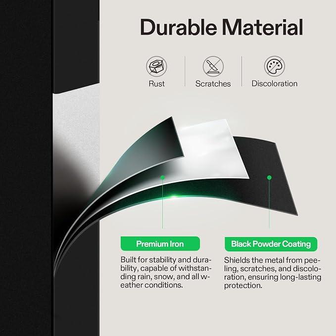VIVOSUN Outdoor Handrail, 4 Step Stair Handrail, Wrought Mattle Iron Handrail - Image 5