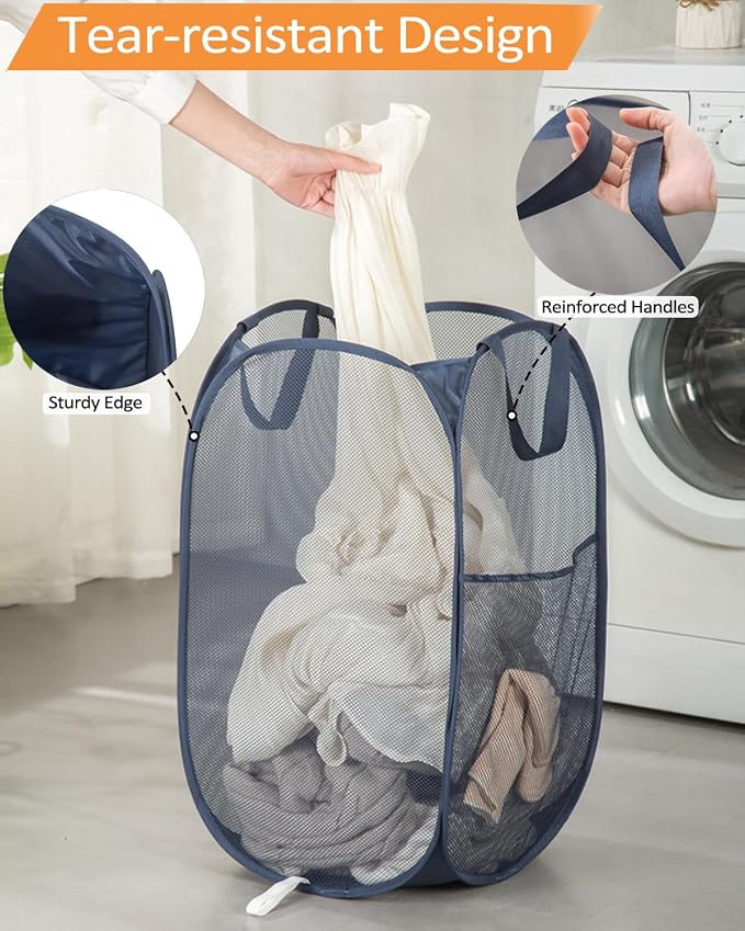 2 Pack Durable Collapsible Laundry Baskets - Image 3
