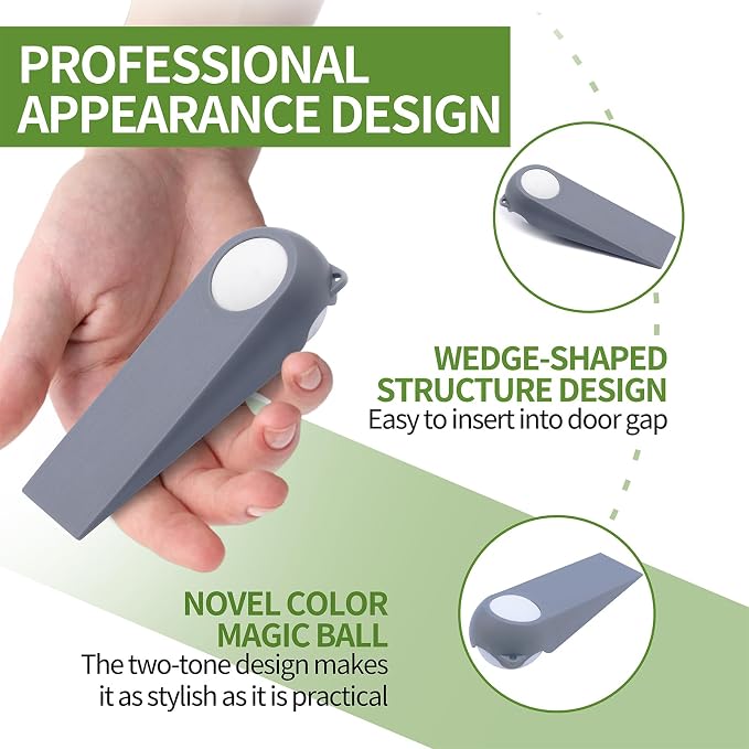 Door Stoppers for Bottom of Door, Rubber Door Stopper Wedges, Door Holders for - Image 3