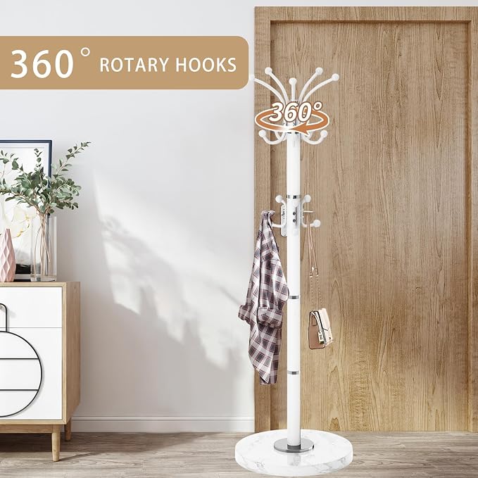 Metal Heavy Duty Coat Rack Stand, Modern 360° Roraty Freestanding Coat Rack - Image 5