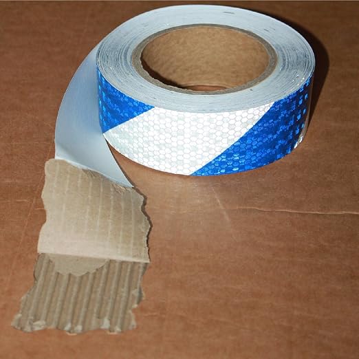 Blue and White Reflective Tape Outdoor Waterproof 1 inch X 66 feet, High - Image 2