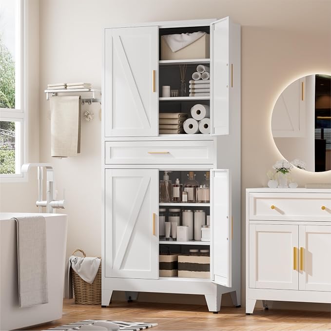 Metal Storage Cabinet with Drawer, Living Room - Image 3