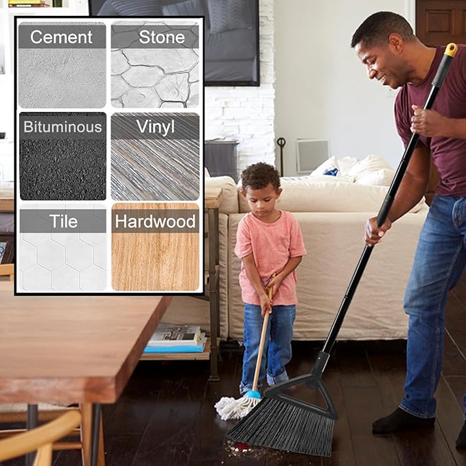 Heavy Duty Commercial Broom, 3 Pack Upgraded Angle Brooms - Image 6
