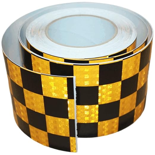 Yellow and Black Reflective Tape 4 inch X 66 feet, Outdoor Waterproof Hazard by tuyrchu