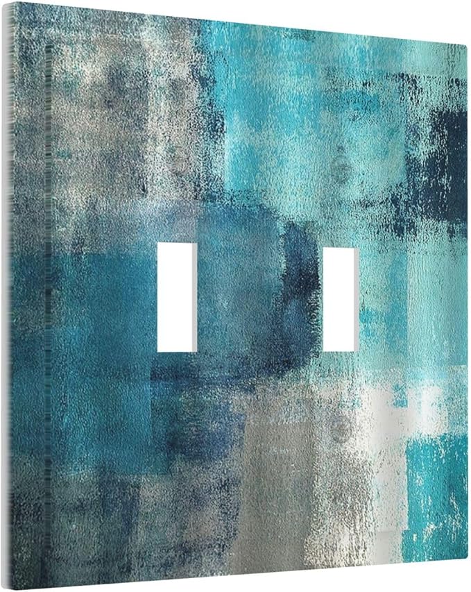 Decorative Switch Plates Teal Blue Modern Geometric Abstract Turquoise Green 2 - Image 2