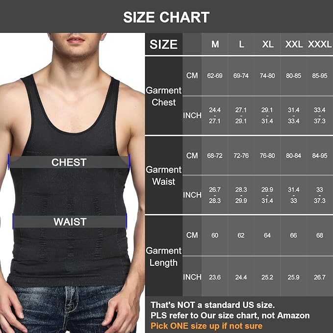 Odoland Mens 3 Pack Body Shaper Slimming Tummy Vest Thermal Compression Shirt - Image 2
