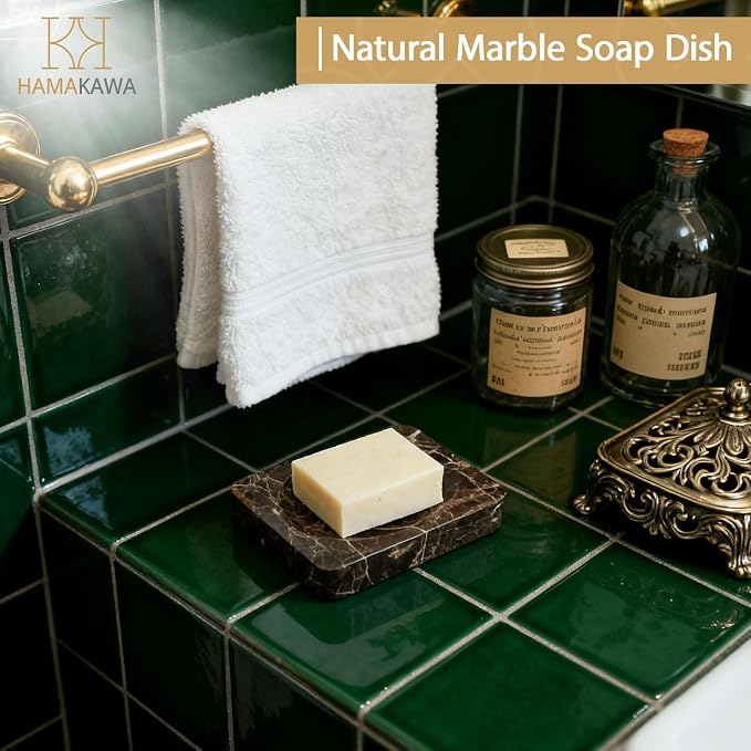 Natural Marble Soap Dish, Emperador Dark Rectangle Jewelry Dish, Dark Brown - Image 2