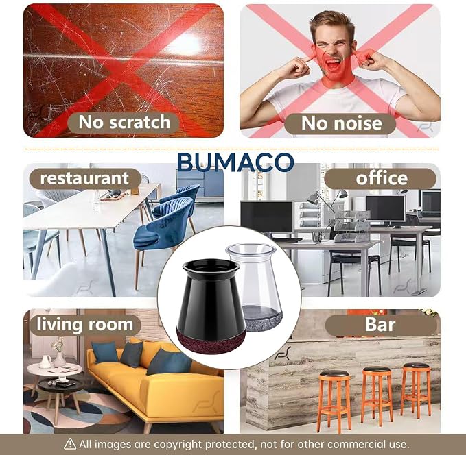 BUMACO Chair Leg Floor Protectors Chair Leg Protectors - Image 3