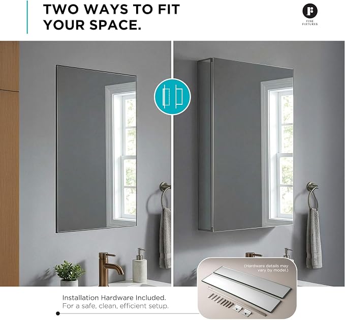 Fine Fixtures Bathroom Medicine Cabinet, Recessed/Surface Mount, Right/Left - Image 7