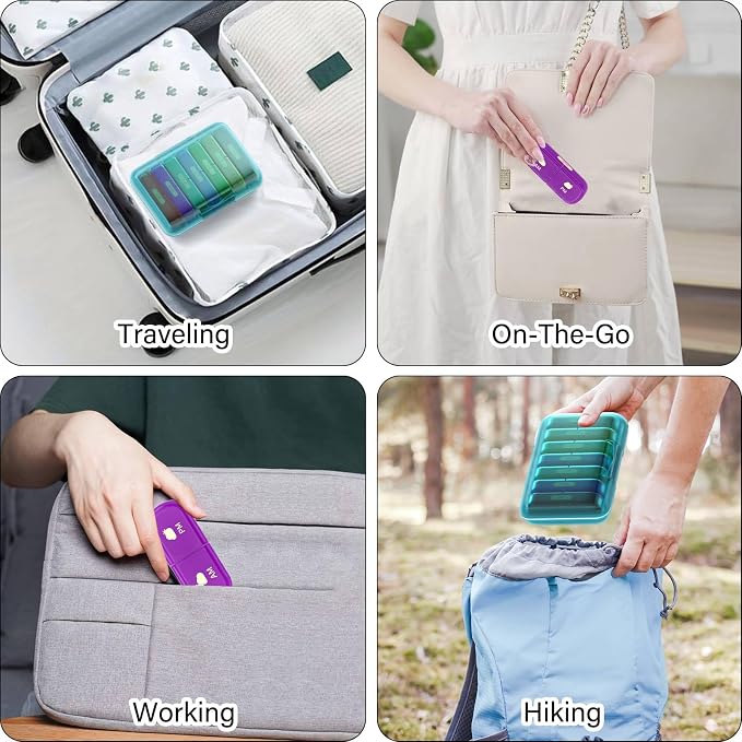 Weekly Pill Organizer 2 Times a Day, 7 Day Pill Box 2 Times, Portable - Image 5