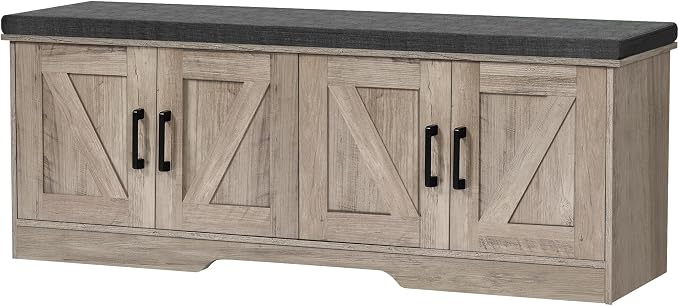 2-Tier Storage Bench, 47.2" Wide Shoe Bench by HOMSHO