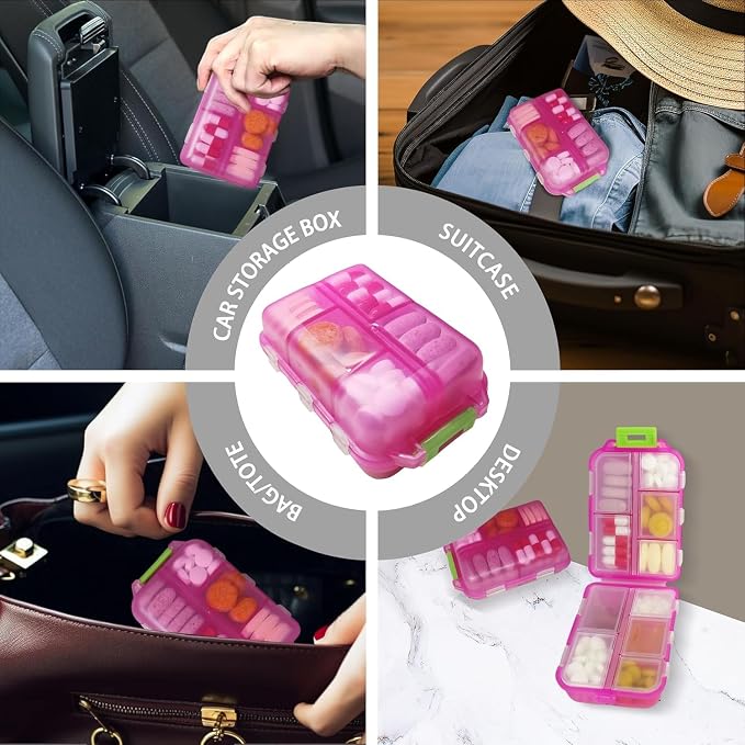 Pill Organizer with Medicine Labels, Travel Daily Pill Container, Mini - Image 5