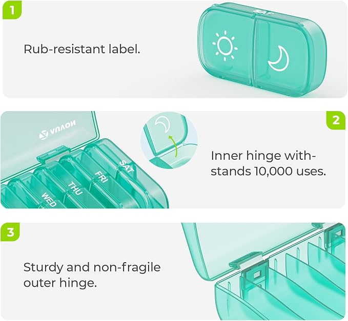 AUVON XL Weekly Pill Organizer 2 Times a Day, Pill Box 7 Day - Image 3