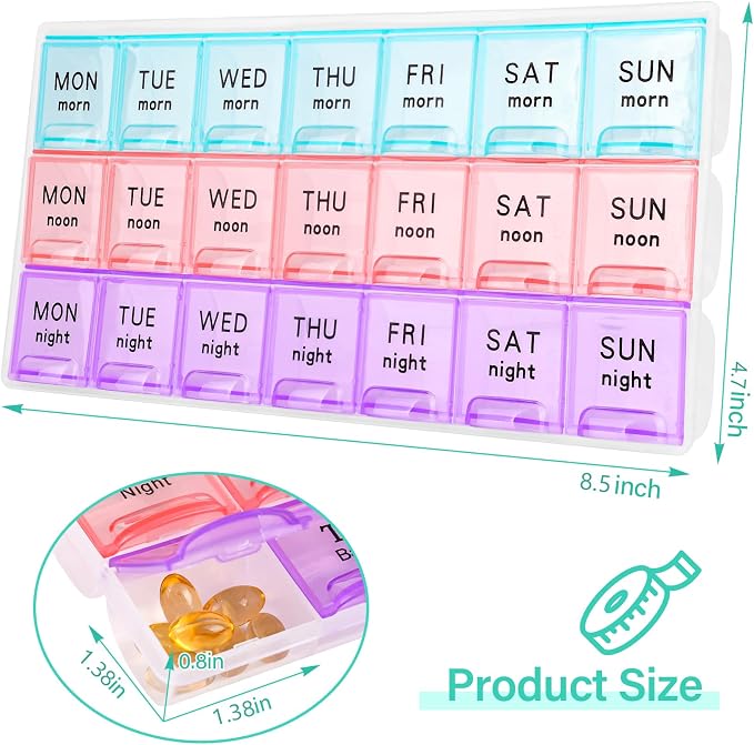Large Weekly Pill Organizer 3 Times A Day, Travel Pill Cases ，Moisture-Proof 7 - Image 2