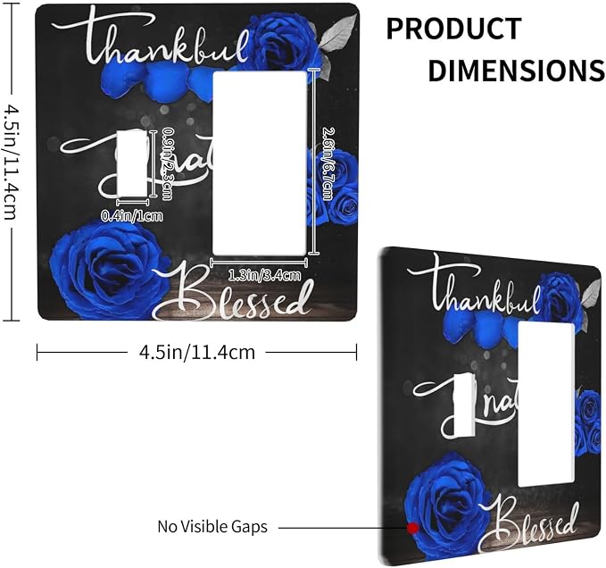 Light Switch Cover Blue Rose Thankful Grateful Blessed 2 Gang Toggle Rocker - Image 4