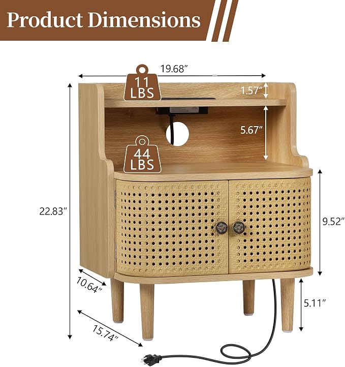 Metal Rattan End Table Set of 2 - Image 2