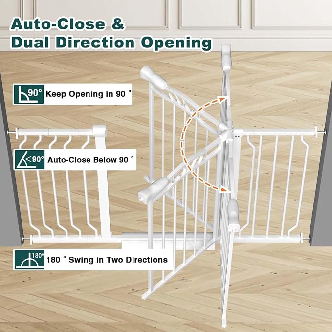 Fairy Baby 29.5"-43.7" Extra Wide Baby Gate No Drilling, Adjustable Width Walk - Image 5