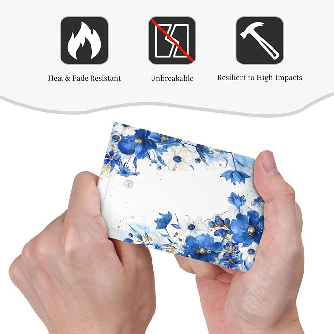 Klein Blue Flowers Watercolor Golden White Floral Light Switch Cover Plate 1 - Image 6