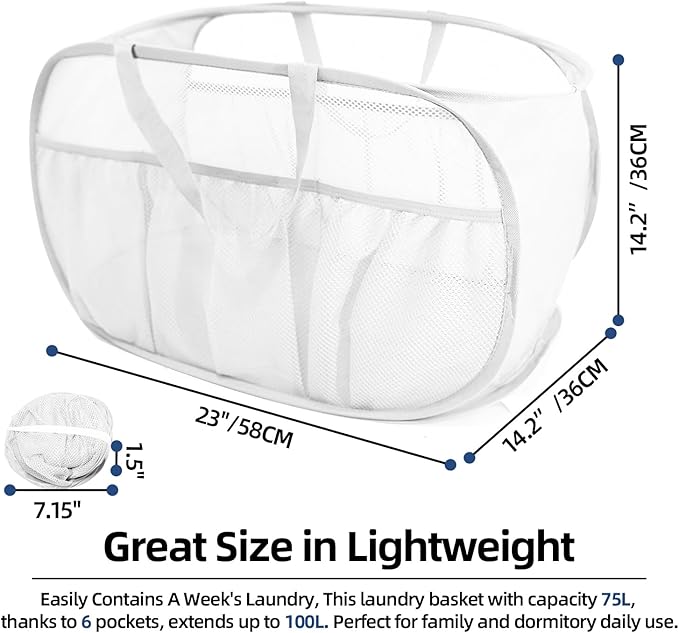 Collapsible Laundry Baskets, Upgrade Pop Up Laundry Hamper - Image 4