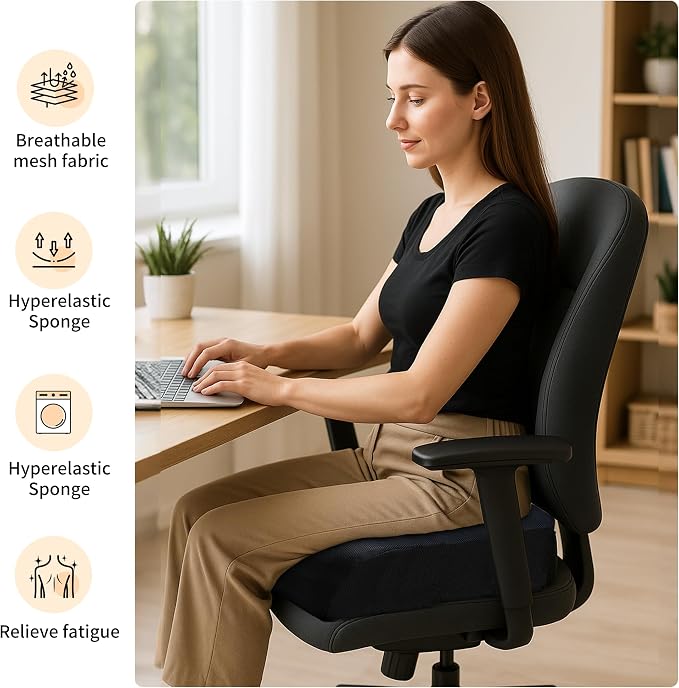 Office Chair Booster Cushion — 6-Inch Extra-Thick Height Increase Seat Pad - Image 8