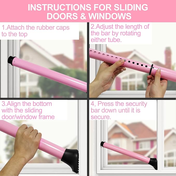 AceMining Upgraded Door Security Bar & Sliding Patio Bar, Heavy Duty Stoppers - Image 9