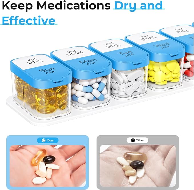 Odaro Extra Large Weekly Pill Organizer 2 Times A Day, XL Pill Box 7 Day Am Pm - Image 7