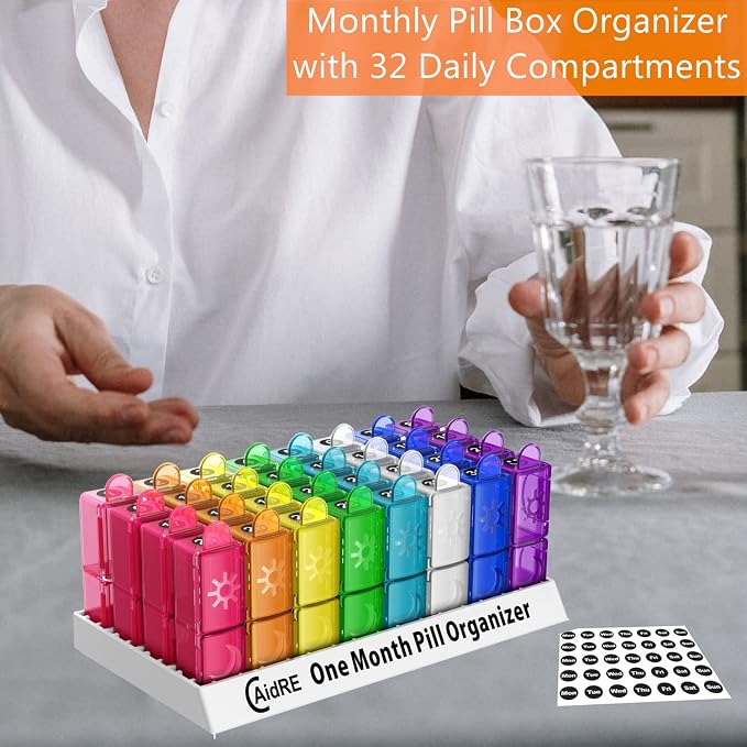 Monthly Pill Organizer, CAidRE 30 Day Pill Organizer 2 Times a Day, One Month - Image 8