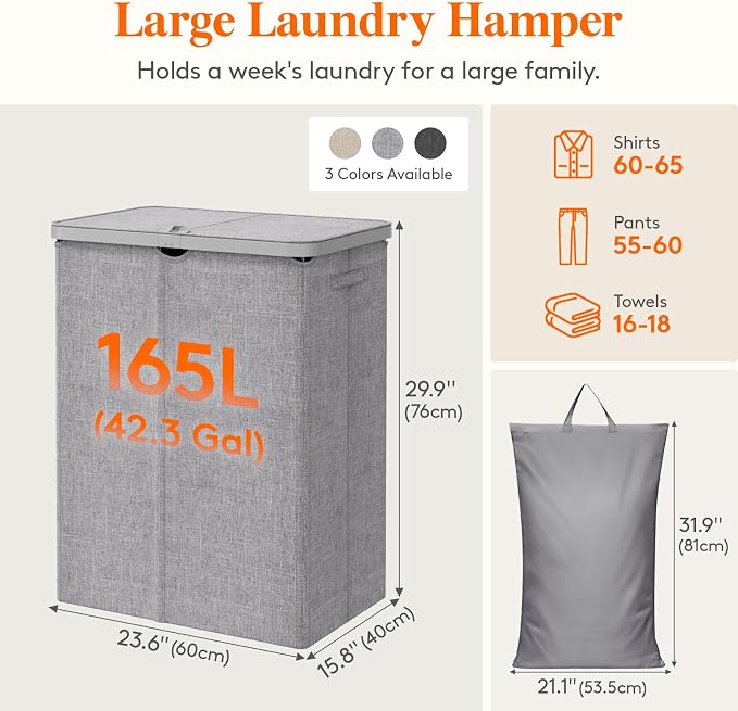 Lifewit 165L Laundry Basket - Image 4