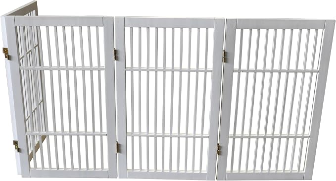 Pet Dog Gate Strong and Durable Freestanding Folding Acacia Hardwood Portable - Image 7
