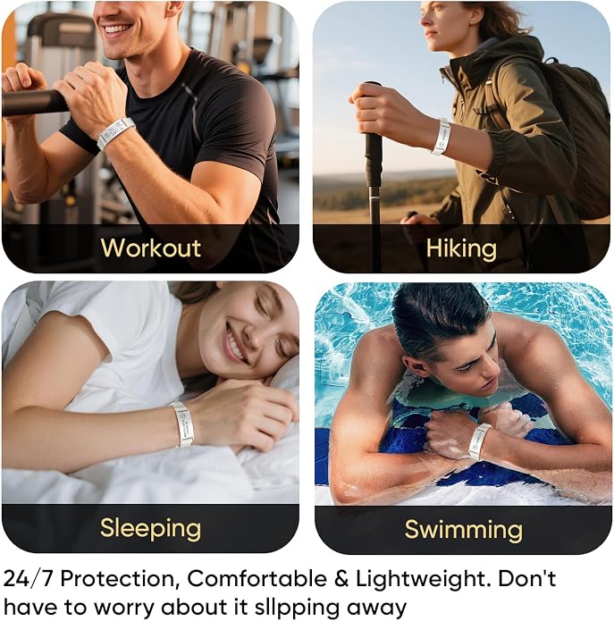 VNOX Medical Alert Id Bracelet for Men Women, Custom Engraving Adjustable - Image 3