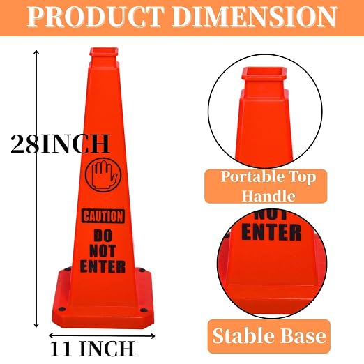 BESEA Caution Cone 5 Pack, Business Parking Lots, Indoor/Outdoor - Image 2