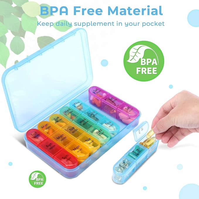 Daviky Pill Organizer Travel, Weekly Pill Organizer 3 Times a Day, Pill Box 7 - Image 6