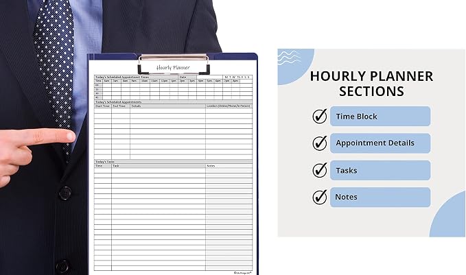 Hourly Planner Notepad. 60 Page Planning Pad w/Appointment Time Block, Task Log - Field & Grace