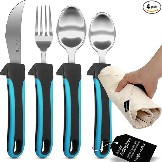 BUNMO Adaptive Utensils for Elderly, Weak Hand Grip, Tremors & Handicapped by BunMo