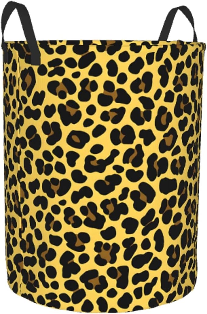 Laundry Basket Golden Leopard Print Collapsible Large Capacity, 63L Dirty - Image 7