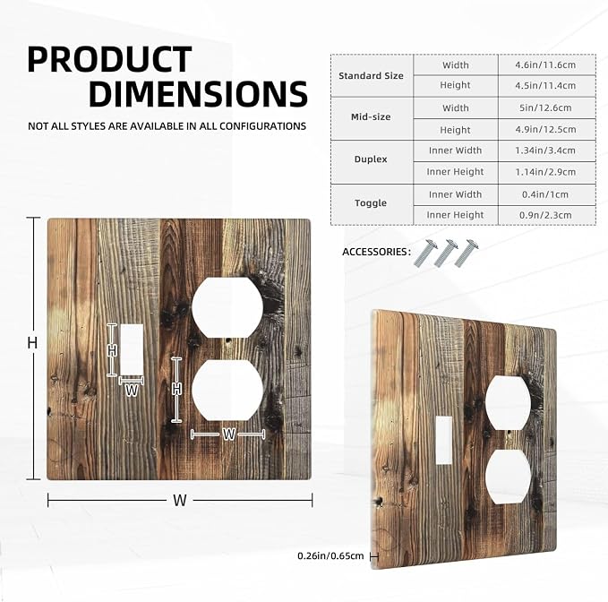 Barn Brown Wood Rustic Weathered Wood Print Wallplates 1 Toggle 1 Duplex Switch - Image 5