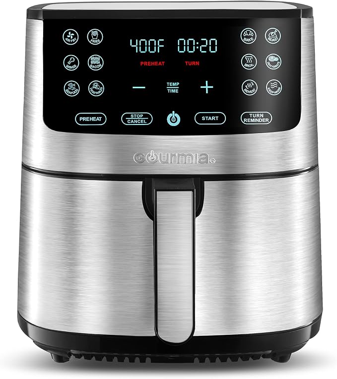 Gourmia Air Fryer Oven Digital Display 8 Quart Large AirFryer Cooker 12 Touch by Gourmia