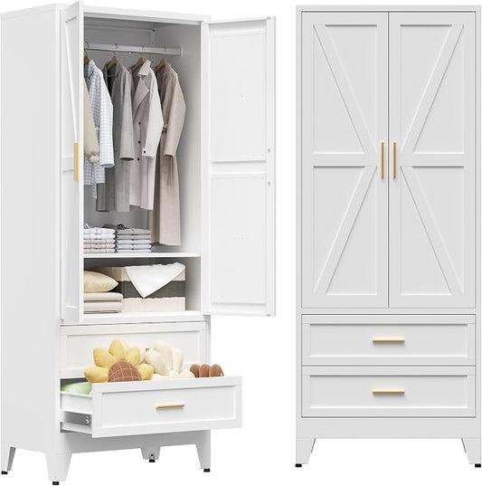 COFaR 71 Farmhouse Metal Wardrobe Closet by COFAR