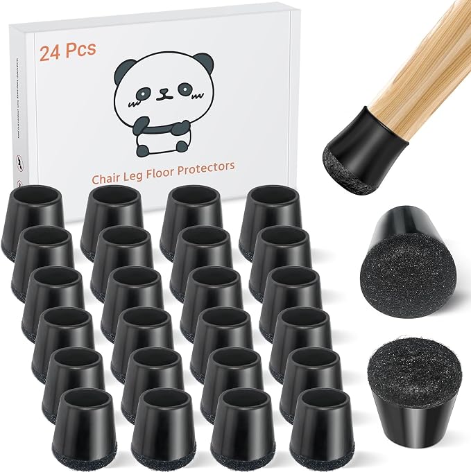 24 PCS Silicone Chair Leg Floor Protectors Small Rubber Felt Furniture Pads by Meldel