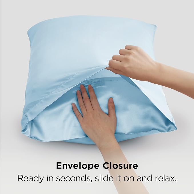 Bedsure Satin Pillowcases, Similar to Silk Pillow Cases Queen Size Set of 2 - Image 8