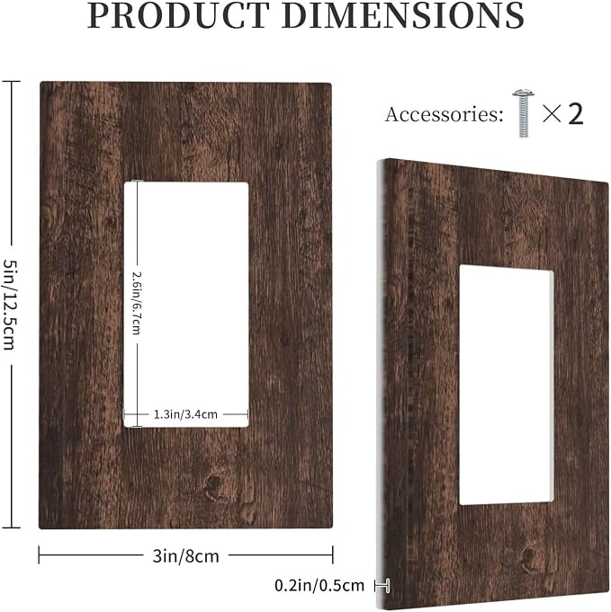Decorative Outlet Covers Rustic Dark Brown Wood Grain 1 Gang Single Rocker - Image 5