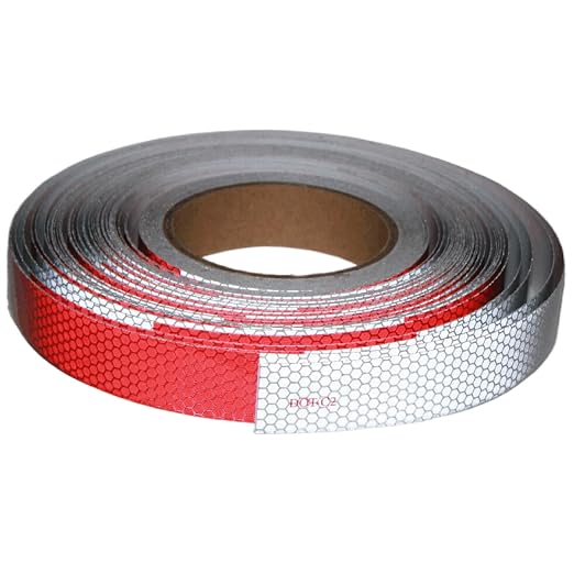 Red and White Reflective Tape Outdoor Waterproof 1 inch X 185 feet, High by tuyrchu