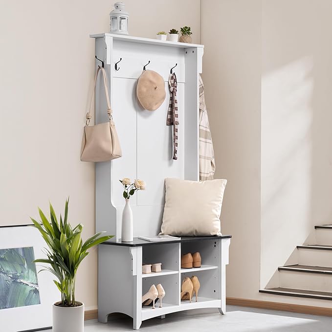 VEVOR Hall Tree Entryway Bench, Coat Rack - Image 2