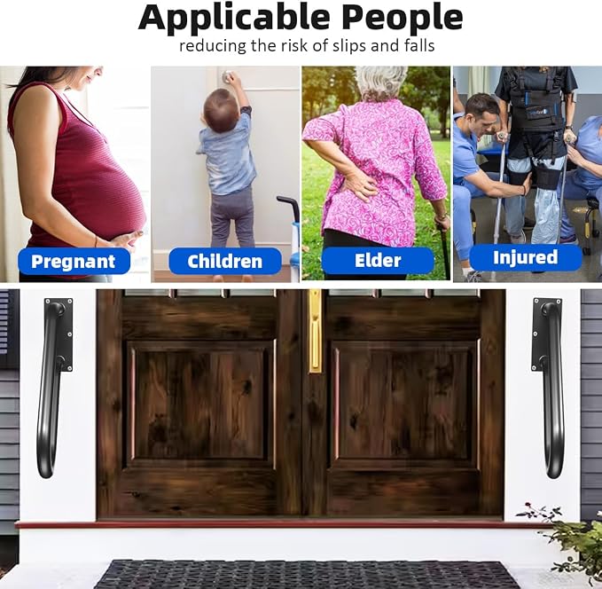 Handrails Wall Mount Stair Safety Handle Non-Slip Step Metal U-Shape Grab Yard - Image 6