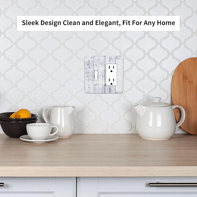 Outlet Covers Vintage Grey White Wood Grain 1 Toggle 1 Rocker Combination - Image 7