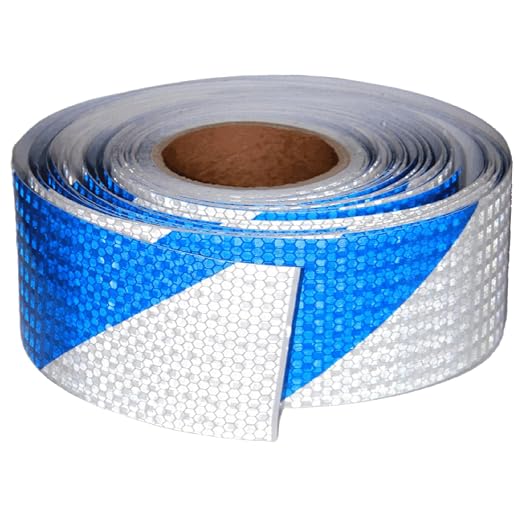 Blue and White Reflective Tape Outdoor Waterproof 3 inch X 166 feet, High by tuyrchu