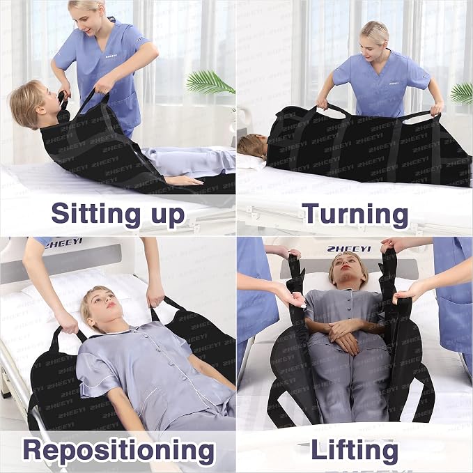 Bed Positioning Pad with Reinforced Handles 48" x 40" Lifting Turning Patient - Image 2
