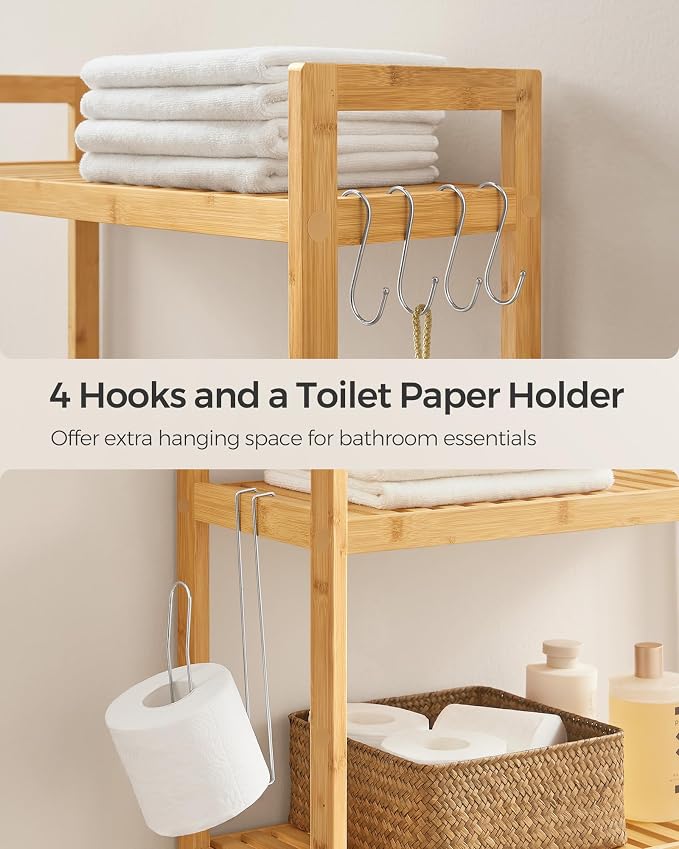 SONGMICS Over The Toilet Storage, 3-Tier Over Toilet Bathroom Organizer - Image 8
