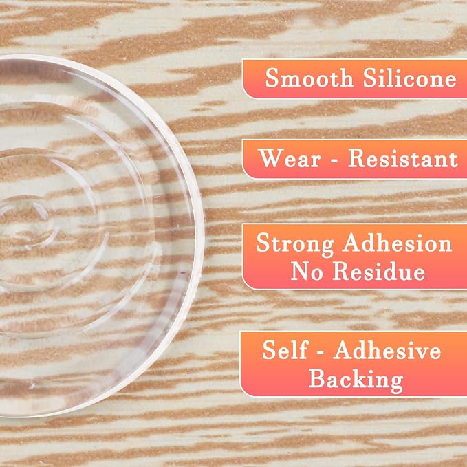 Clear Silicone Cabinet Door Bumpers, Circle12 Pcs, Self-Adhesive Sound - Image 6
